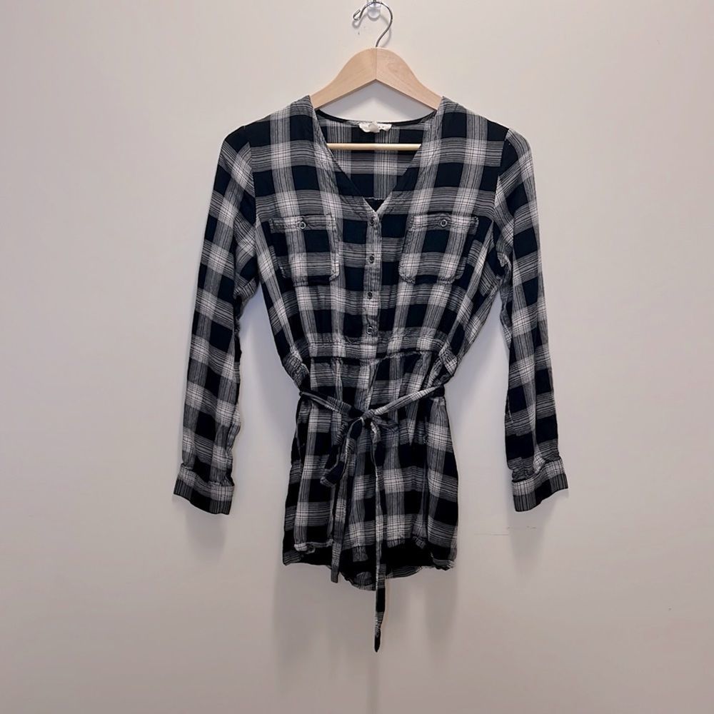 Blue & White Long Sleeve Romper